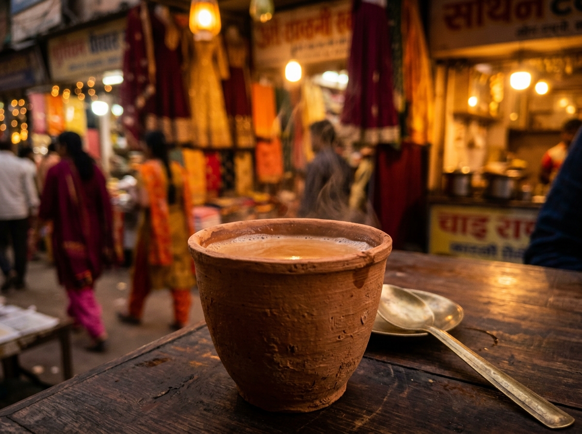 Kulhad cha served in an earthen cup